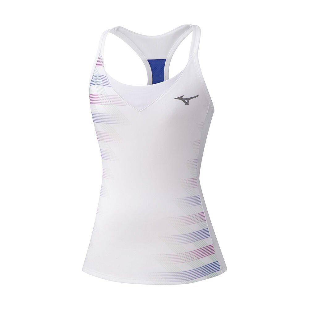 Womens Mizuno Printed Tank Top White Philippines (VKYPFD514)